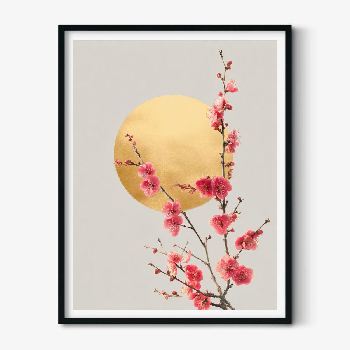 Plum Blossom Poster, Yellow Moon, Chinese Botanical Wall Art