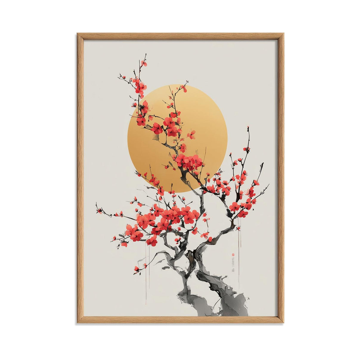 Plum Blossom Poster, Minimalist Style, Chinese Traditional Painting