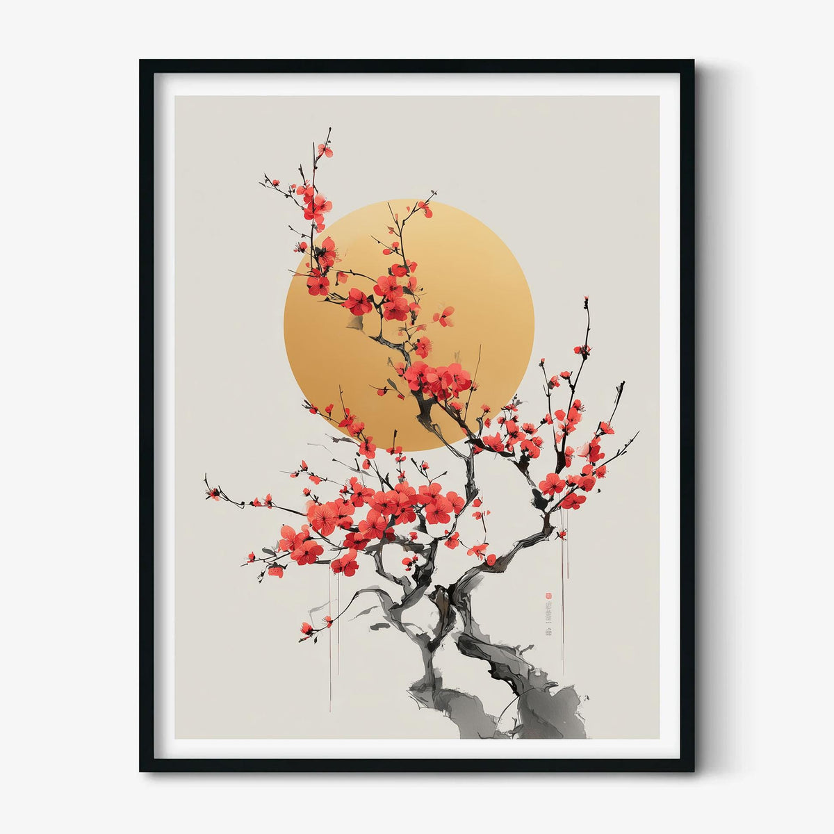 Plum Blossom Poster, Minimalist Style, Chinese Traditional Painting