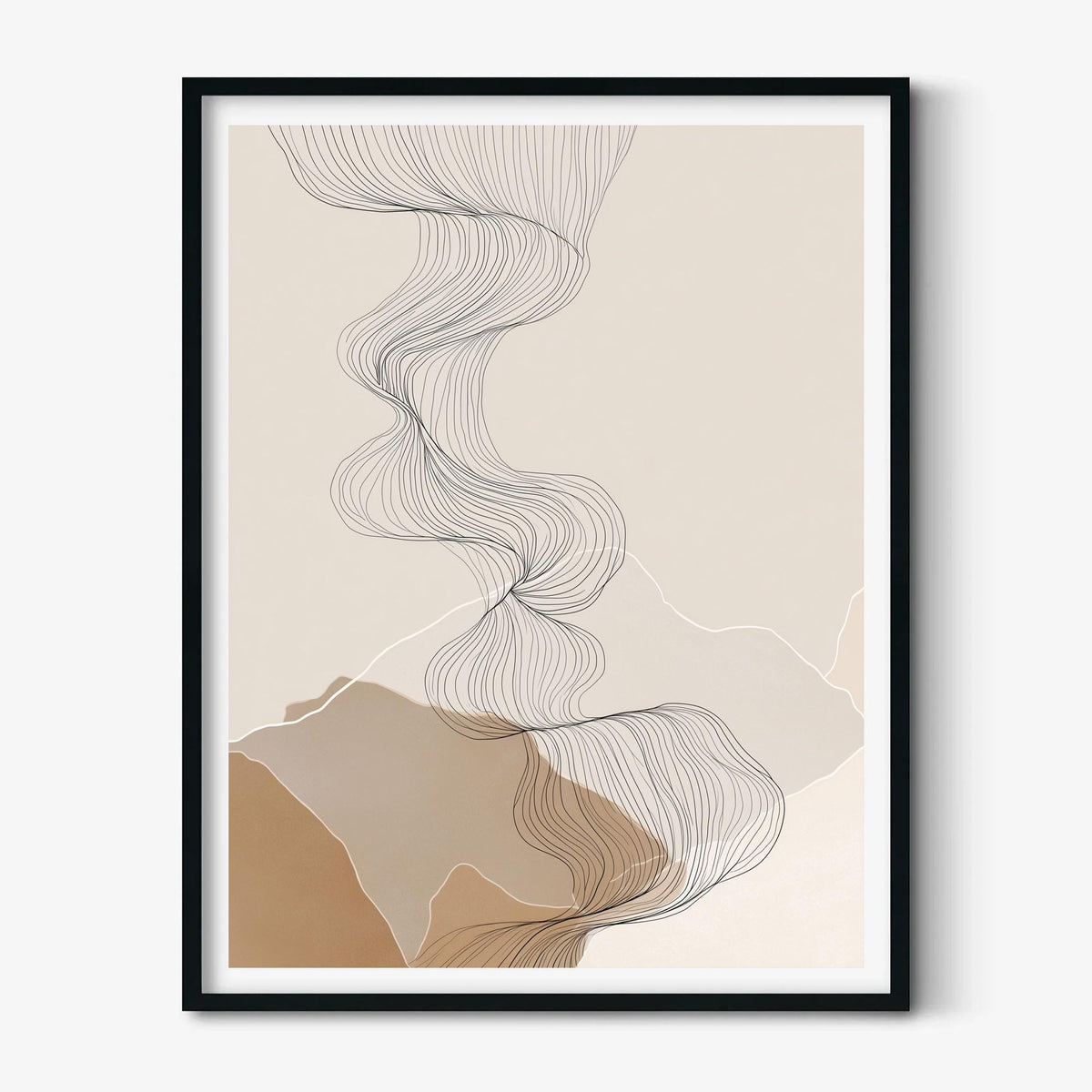 Abstract Line Art Print - Neutral Minimalist Wall Art for Living Room
