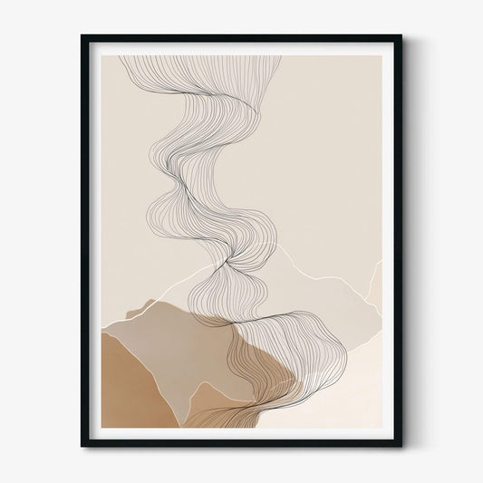 Abstract Line Art Print - Neutral Minimalist Wall Art for Living Room