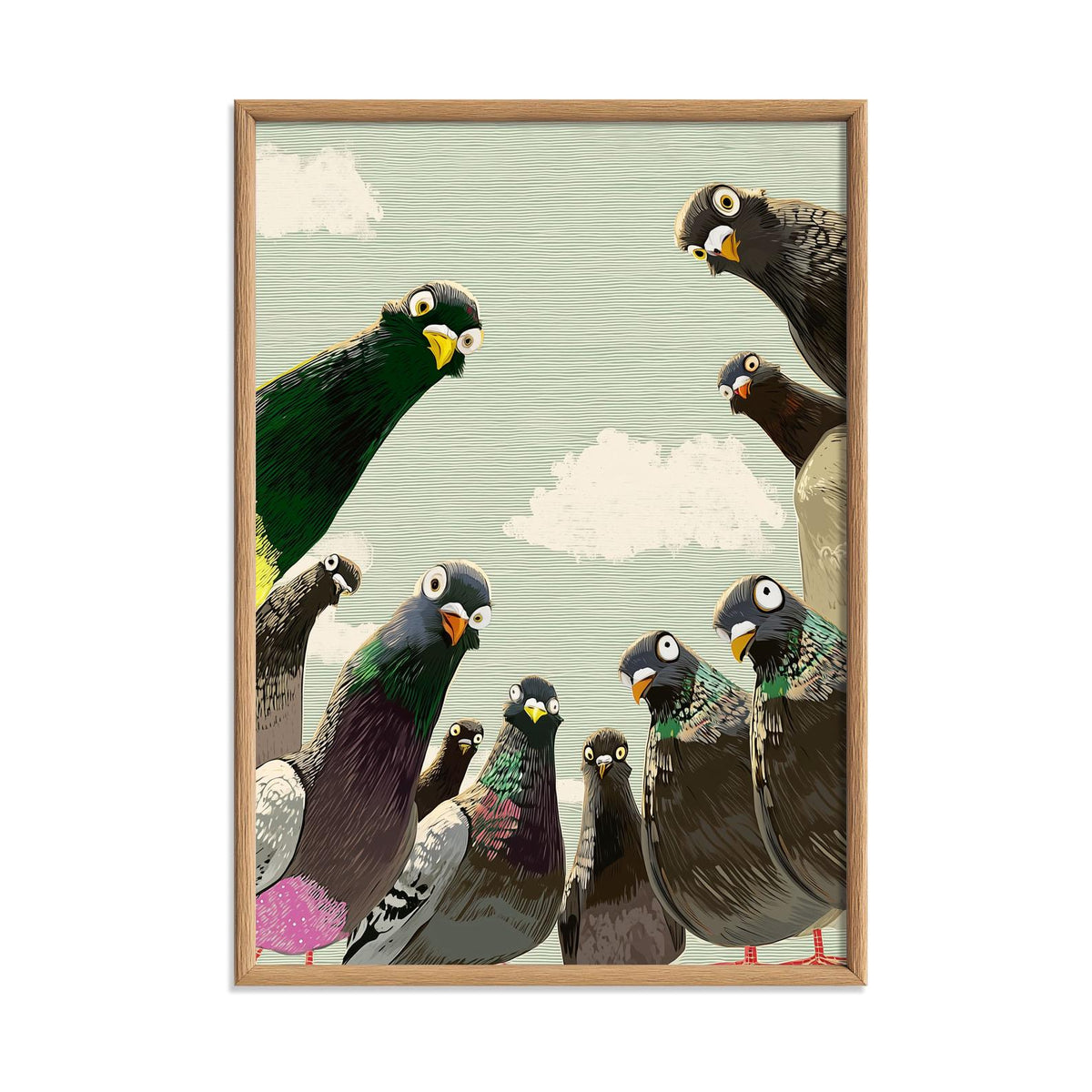 Pigeon Poster, Bird Illustration, Wildlife Wall Art