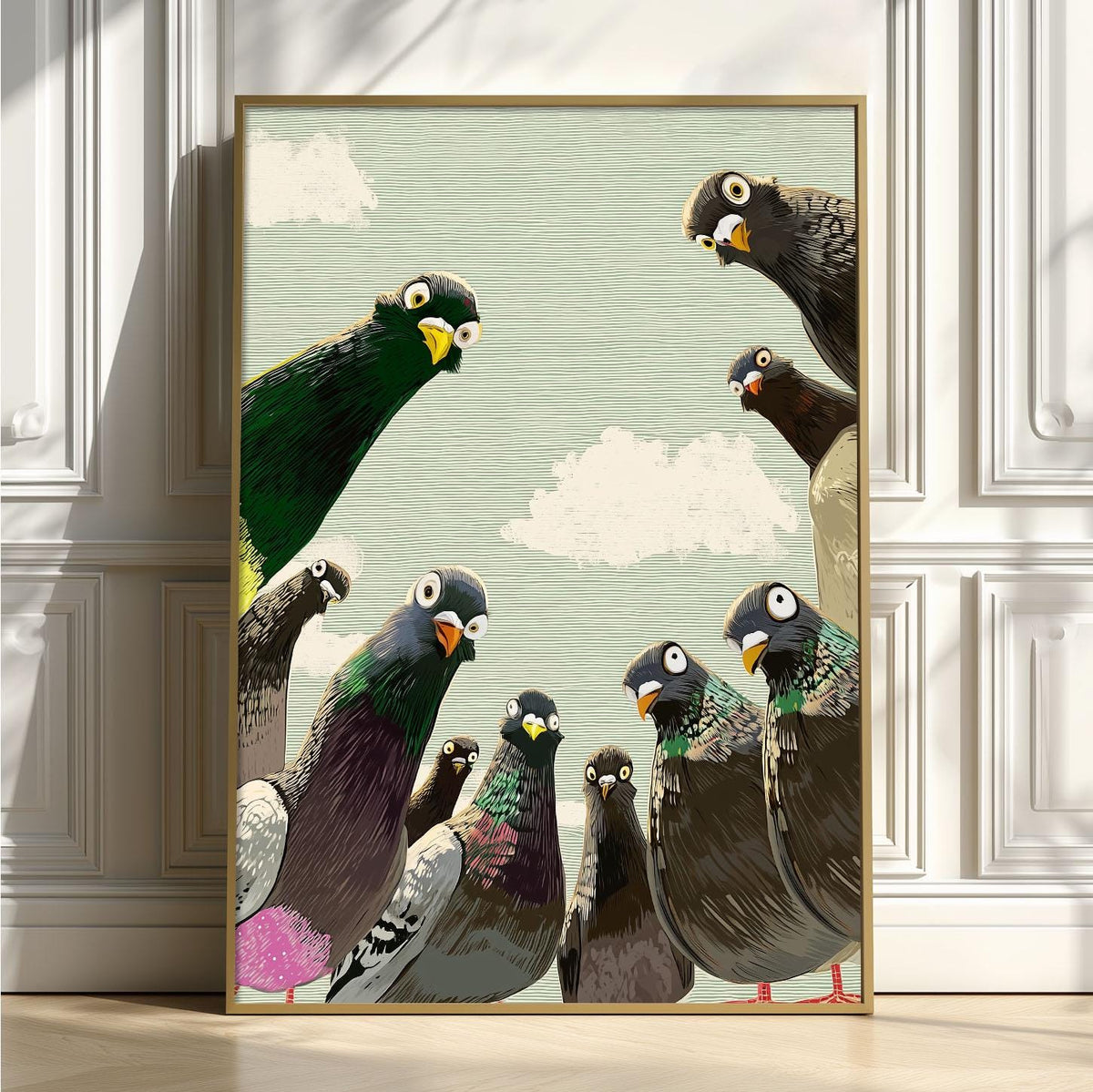 Pigeon Poster, Bird Illustration, Wildlife Wall Art