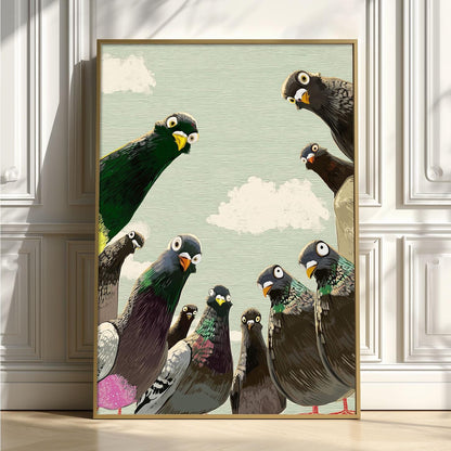 Pigeon Poster, Bird Illustration, Wildlife Wall Art