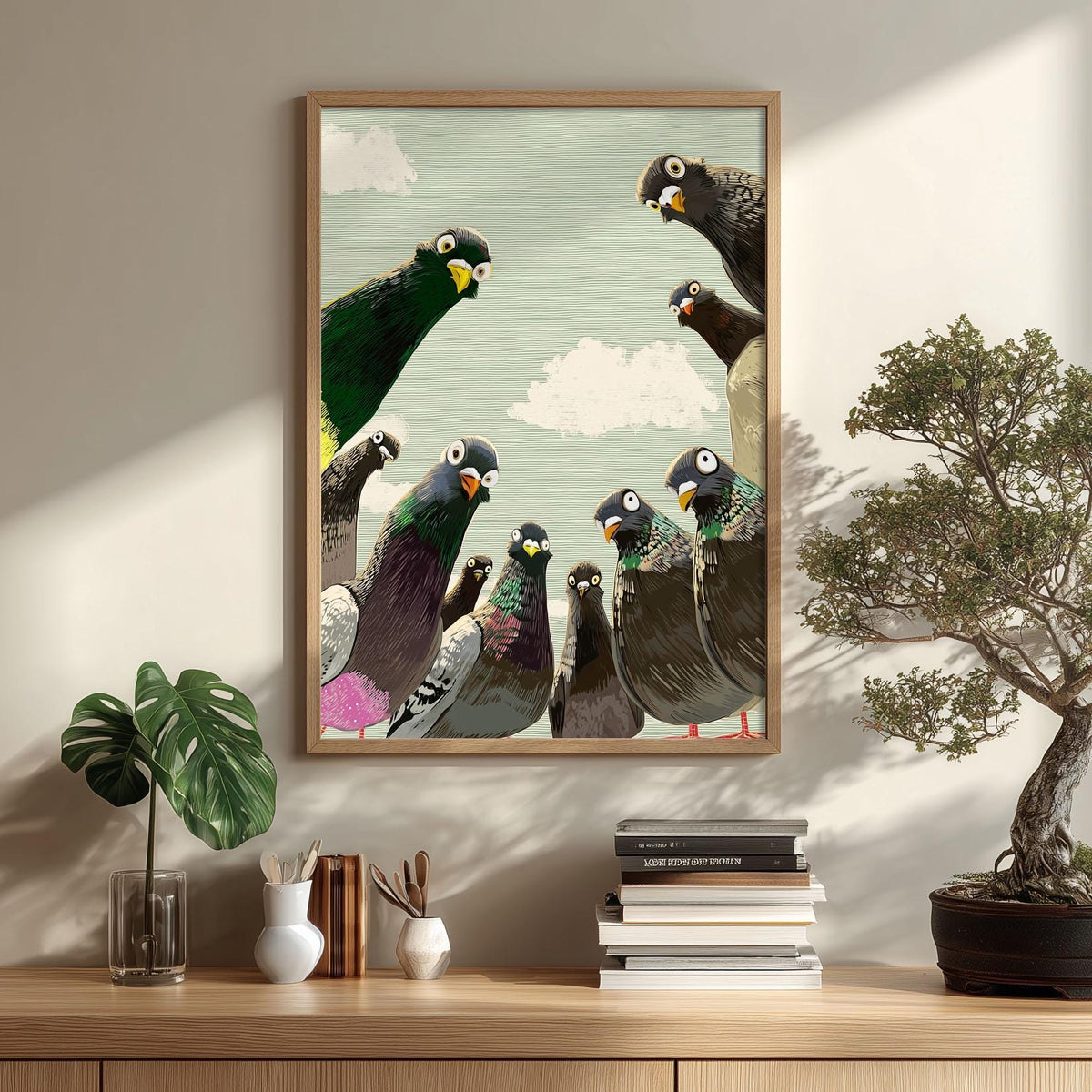 Pigeon Poster, Bird Illustration, Wildlife Wall Art