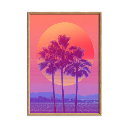 Palm Tree Poster, Retro Sunset, Vaporwave Wall Art