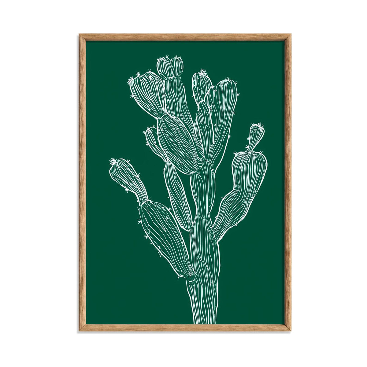 Cactus Line Poster, Dark Green Botanical Print, Desert Wall Art