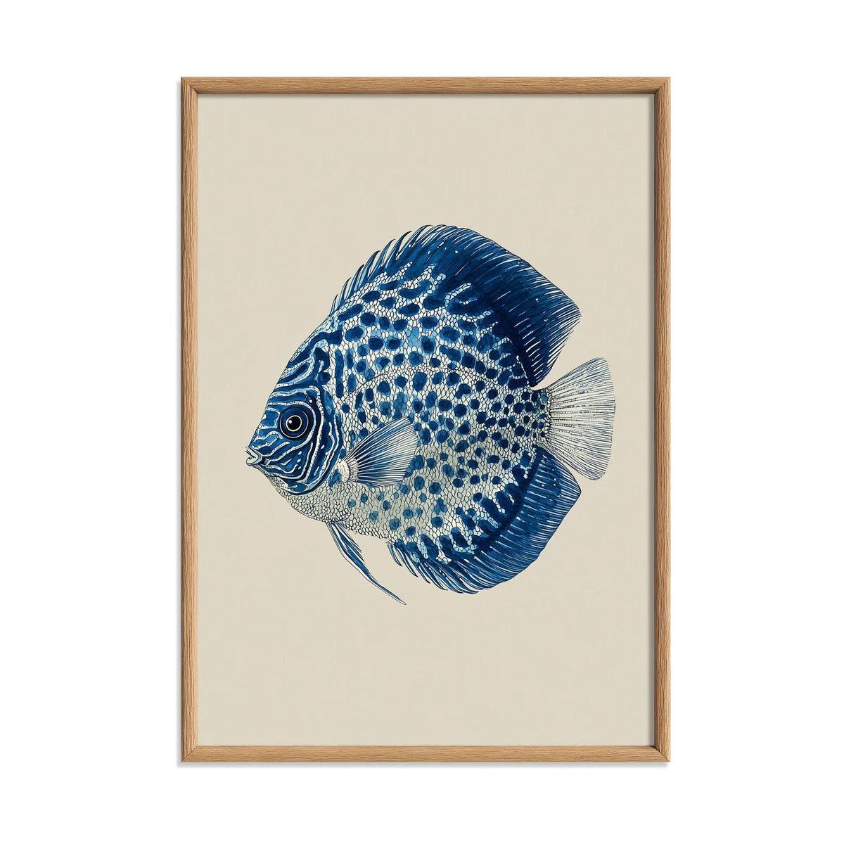 Blue Discus Fish Poster, Watercolour Fish Print, Aquarium Wall Art