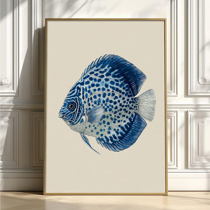 Blue Discus Fish Poster, Watercolour Fish Print, Aquarium Wall Art
