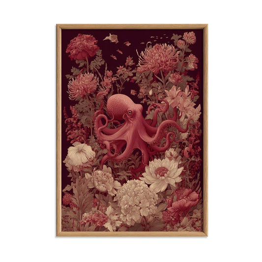 Octopus Poster, Arts And Crafts Print, Botanical Sea Wall Art