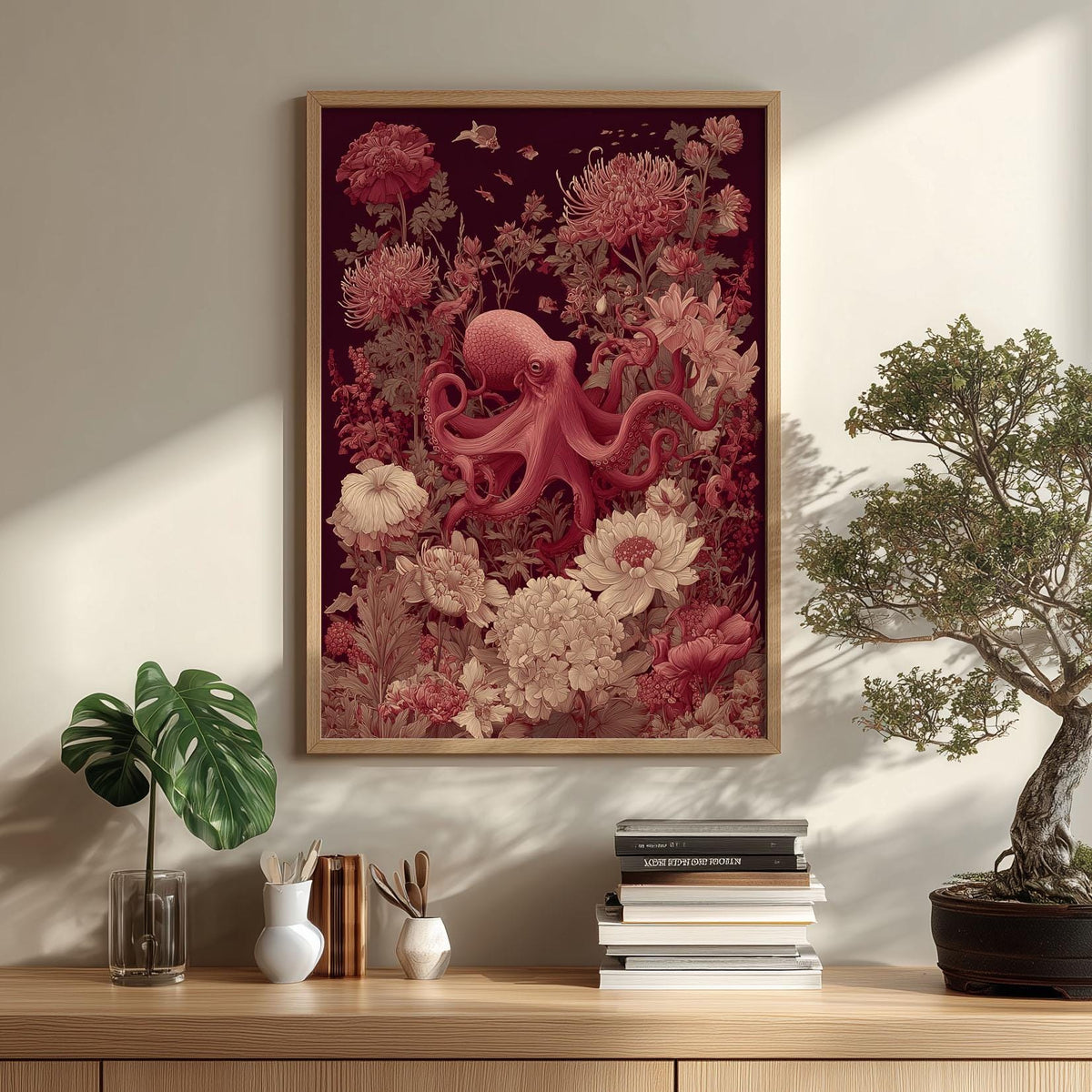 Octopus Poster, Arts And Crafts Print, Botanical Sea Wall Art