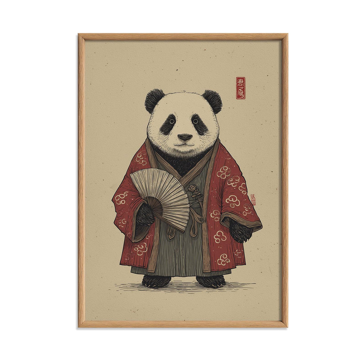 Kimono Panda Poster, Japanese Ukiyo E Print, Animal Wall Art