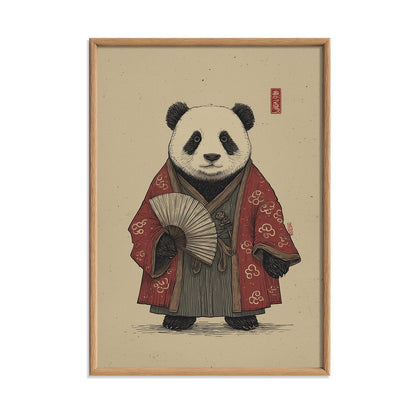 Kimono Panda Poster, Japanese Ukiyo E Print, Animal Wall Art
