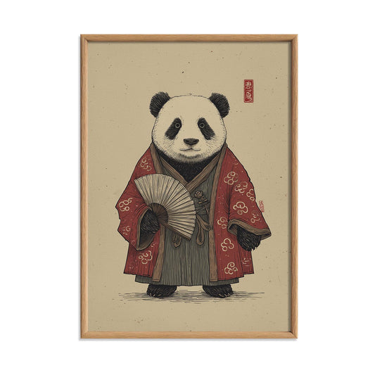 Kimono Panda Poster, Japanese Ukiyo E Print, Animal Wall Art