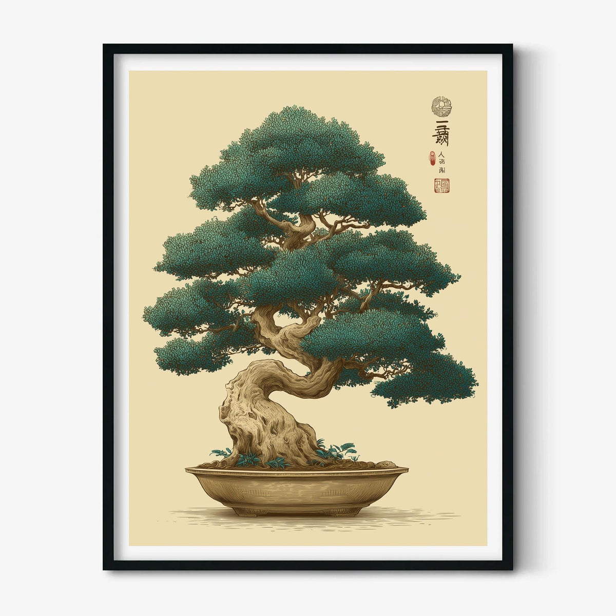 Bonsai Tree Poster, Japanese Ukiyo E Print, Botanical Zen Wall Art