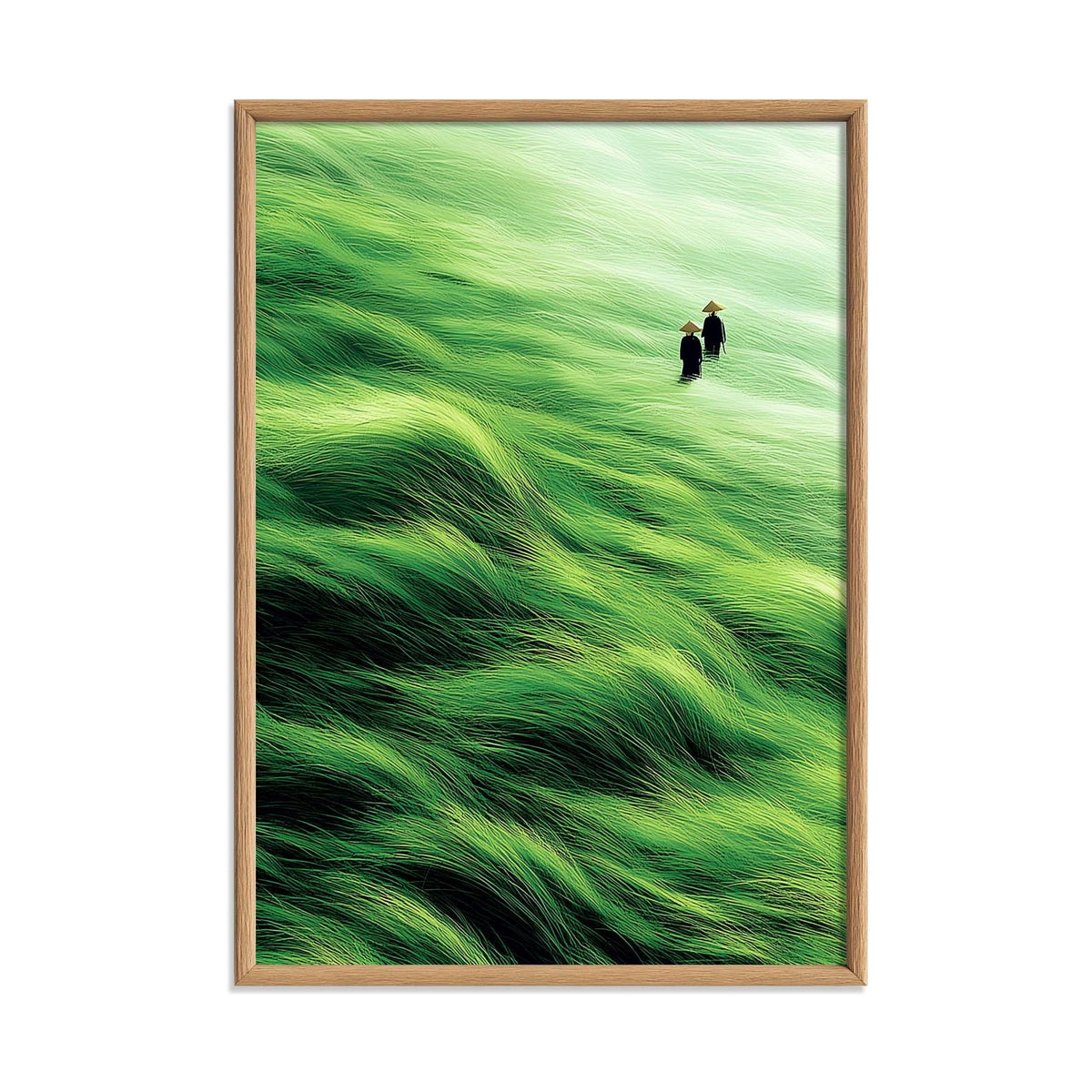 Japanese Landscape Poster, Green Tall Grass Print, Countryside Wall Art