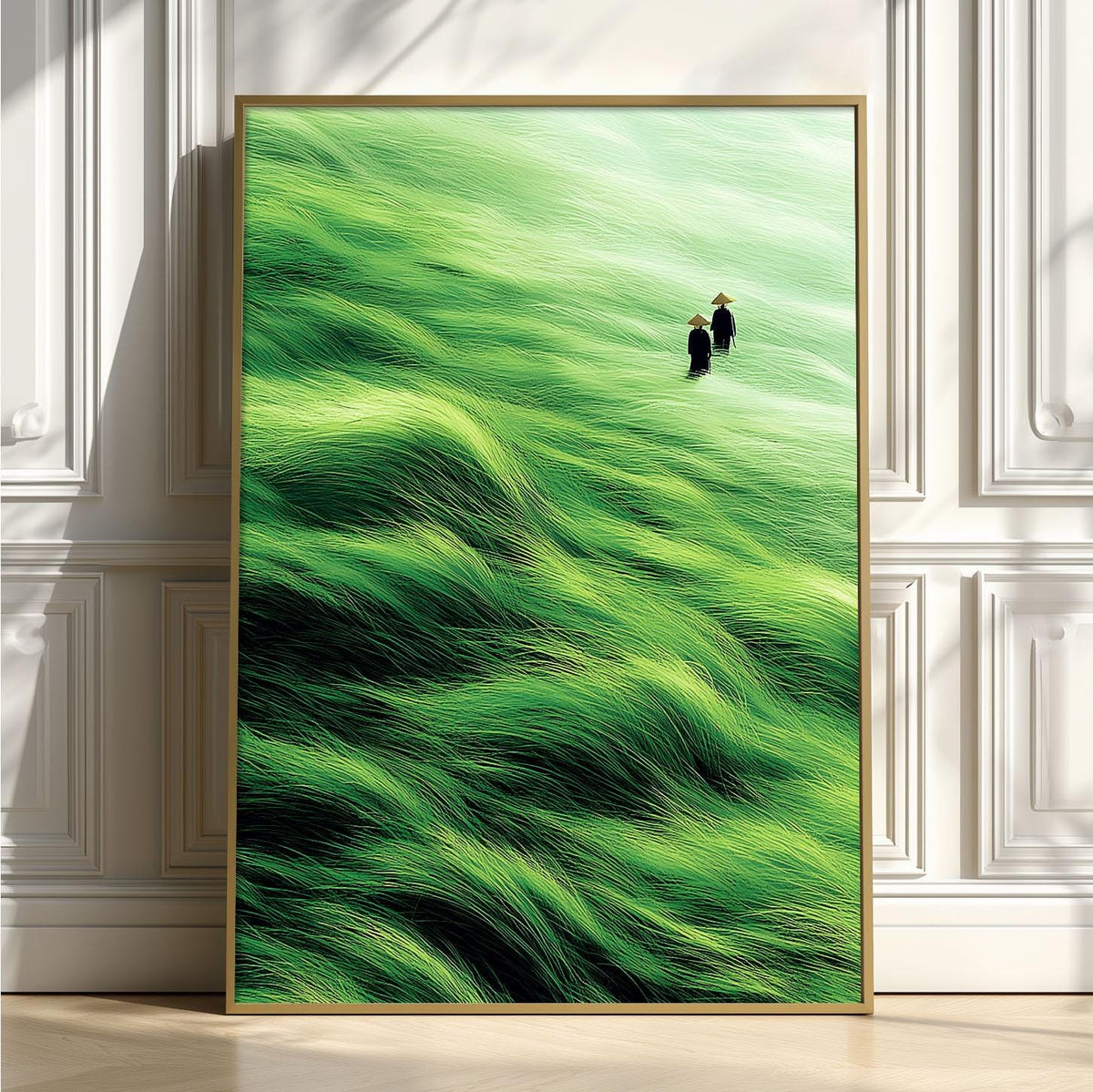Japanese Landscape Poster, Green Tall Grass Print, Countryside Wall Art