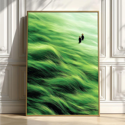 Japanese Landscape Poster, Green Tall Grass Print, Countryside Wall Art
