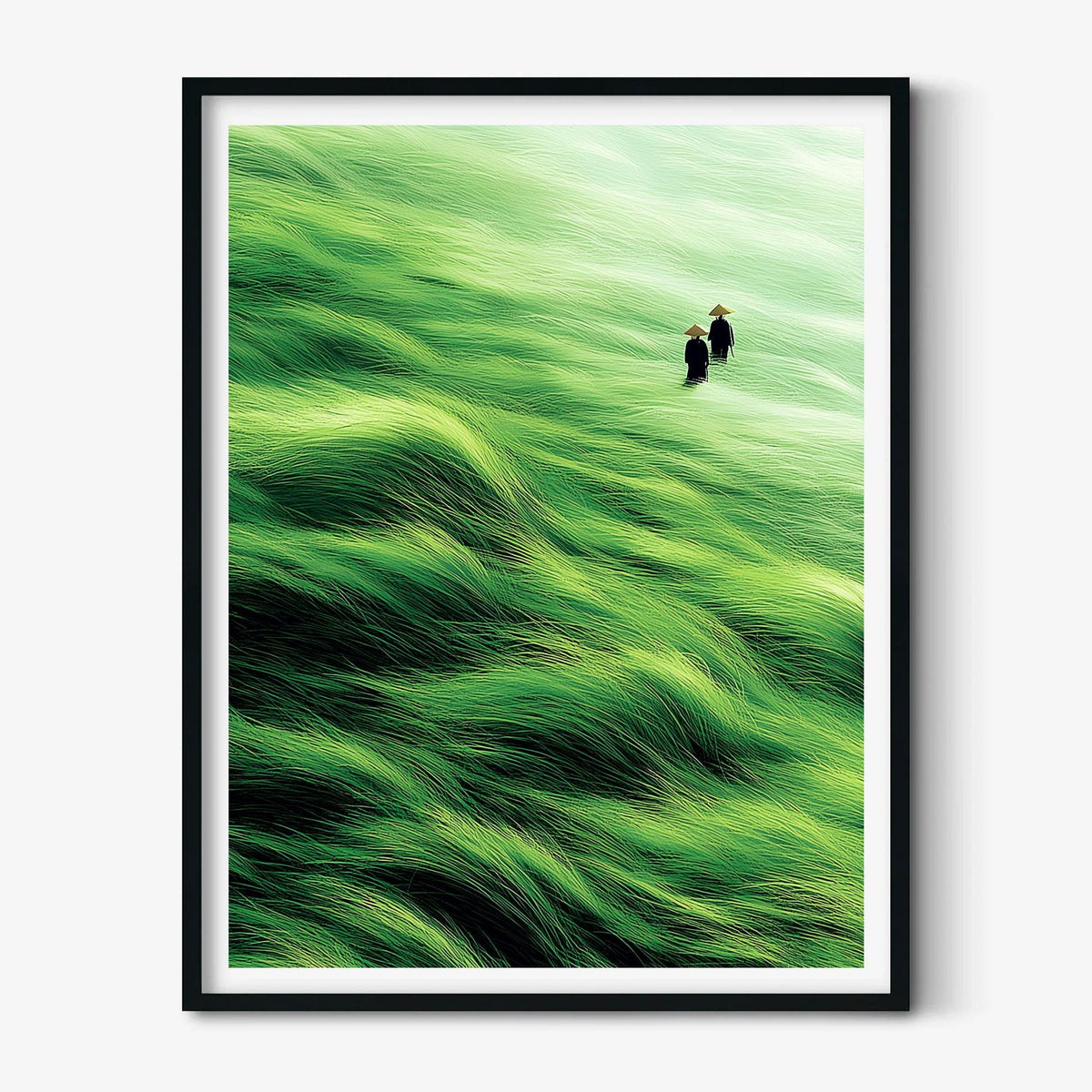 Japanese Landscape Poster, Green Tall Grass Print, Countryside Wall Art