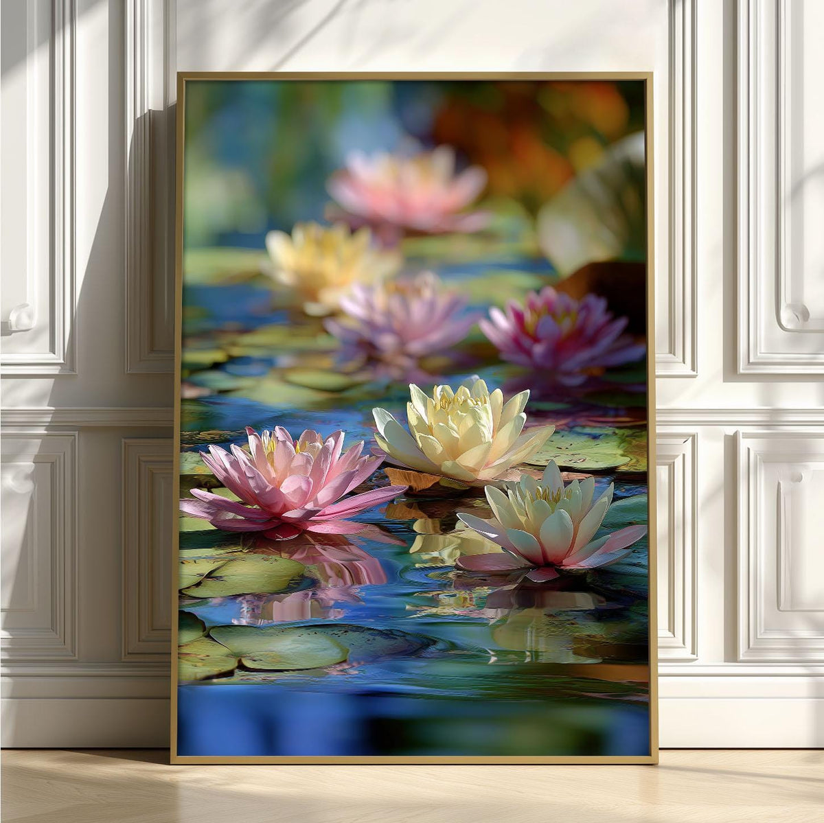 Water Lilies Print, Impressionist Poster, Colourful Pond Wall Art