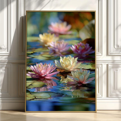 Water Lilies Print, Impressionist Poster, Colourful Pond Wall Art