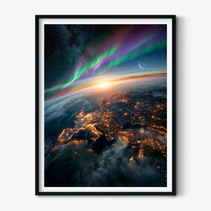 Earth From Space Poster, Aurora Photography Print, Northern Lights Wall Art