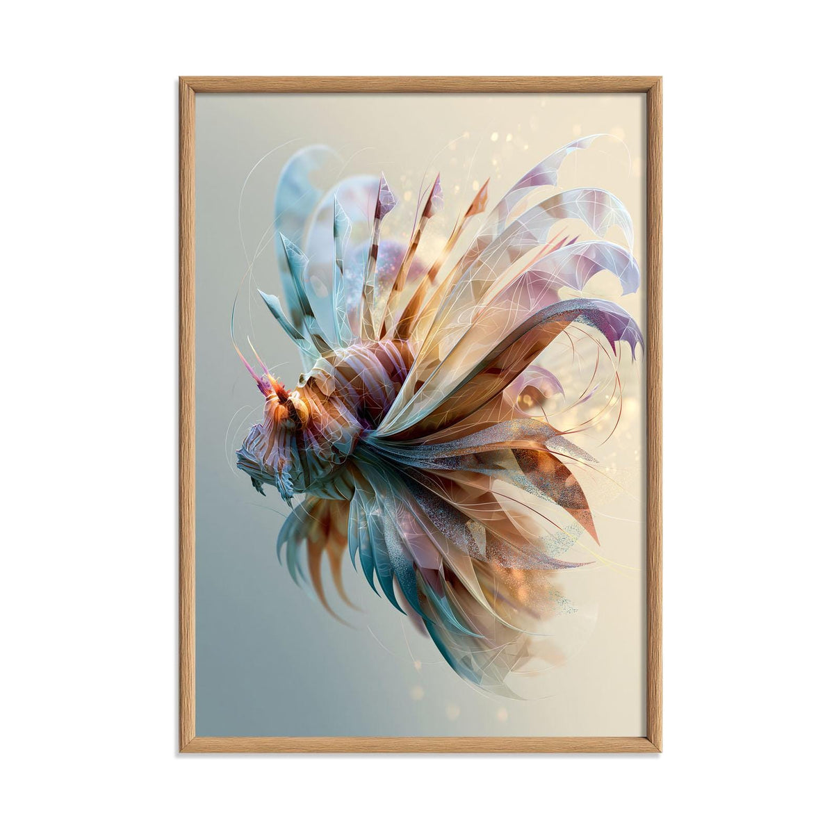 Lionfish Poster, Low Poly Geometric Fish Print, Modern Ocean Wall Art