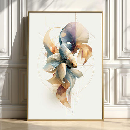 Betta Fish Poster, Aquarium Fish Print, Modern Bathroom Wall Art
