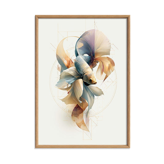 Betta Fish Poster, Aquarium Fish Print, Modern Bathroom Wall Art