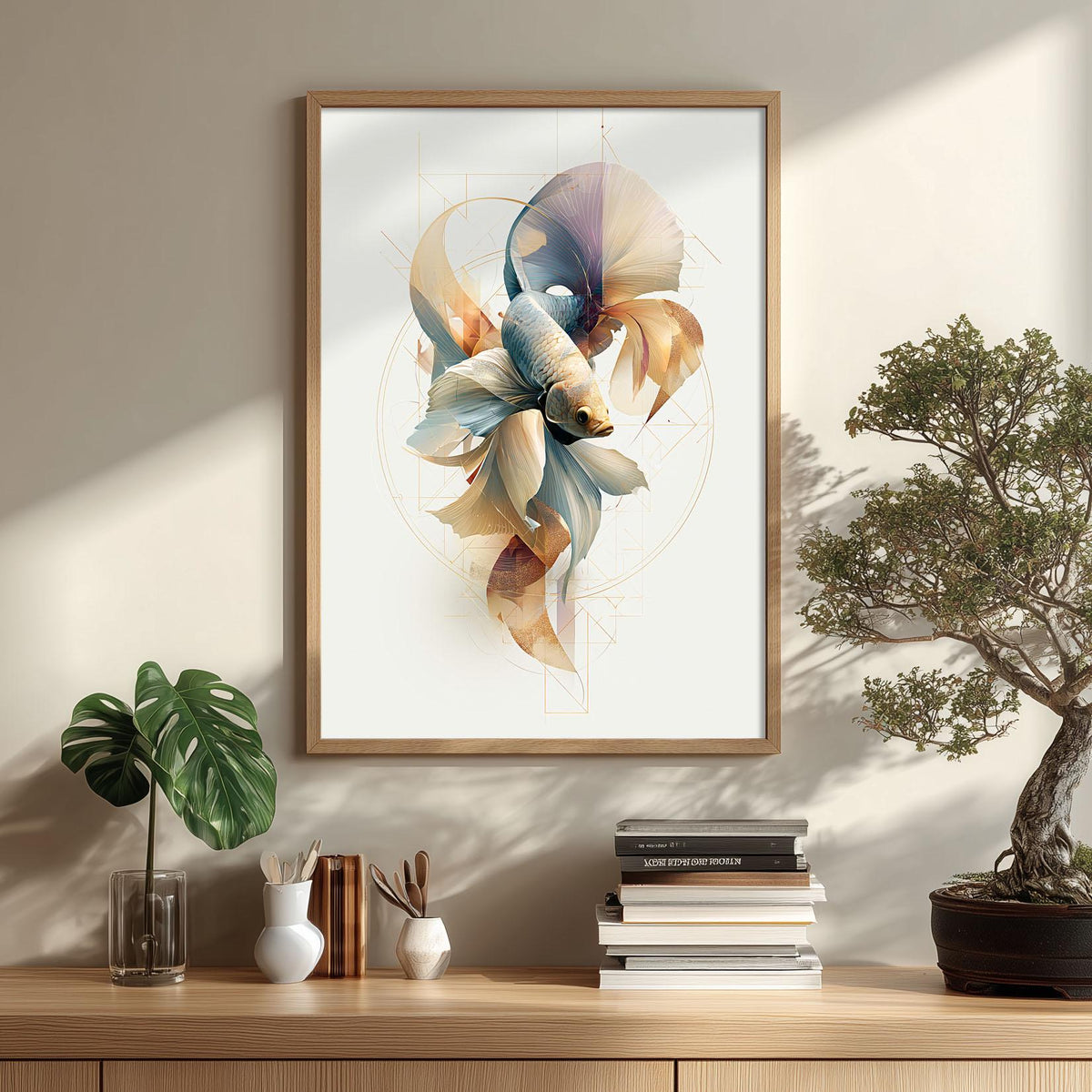 Betta Fish Poster, Aquarium Fish Print, Modern Bathroom Wall Art