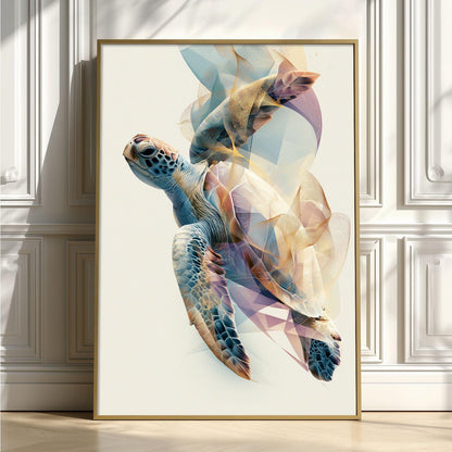 Sea Turtle Poster, Ocean Animal Print, Coastal Bathroom Wall Art