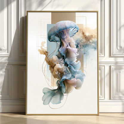 Jellyfish Poster, Ocean Animal Print, Coastal Bathroom Wall Art