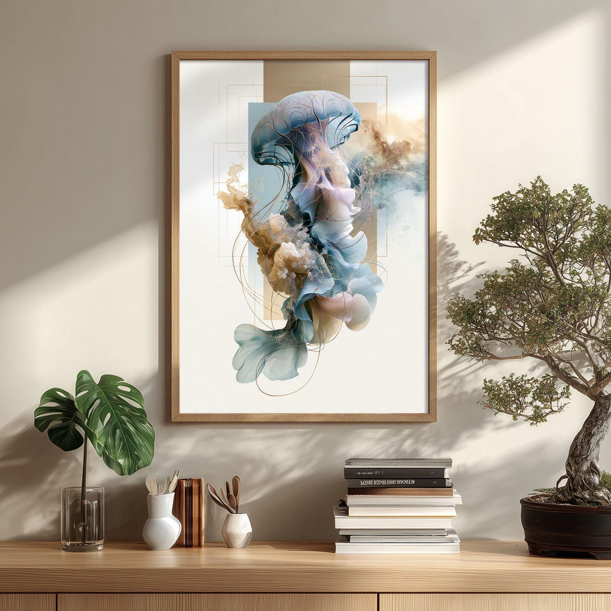 Jellyfish Poster, Ocean Animal Print, Coastal Bathroom Wall Art