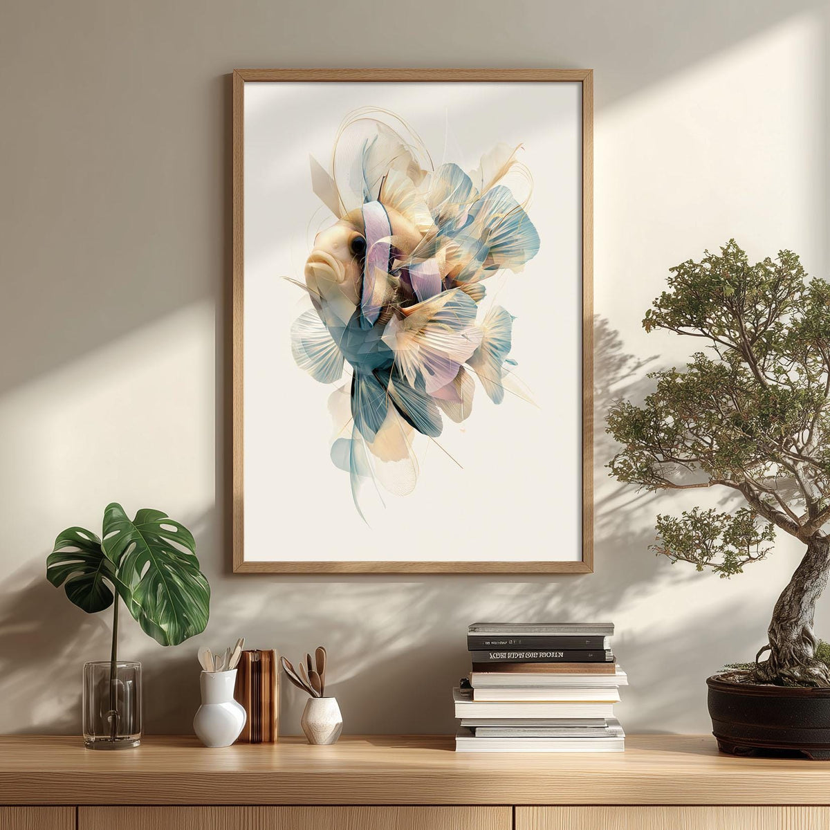 Abstract Clownfish Poster, Ocean Fish Print, Coastal Bathroom Wall Art