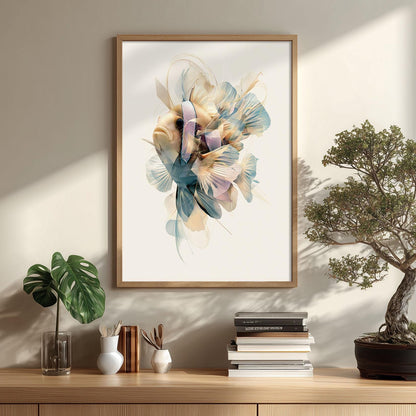 Abstract Clownfish Poster, Ocean Fish Print, Coastal Bathroom Wall Art