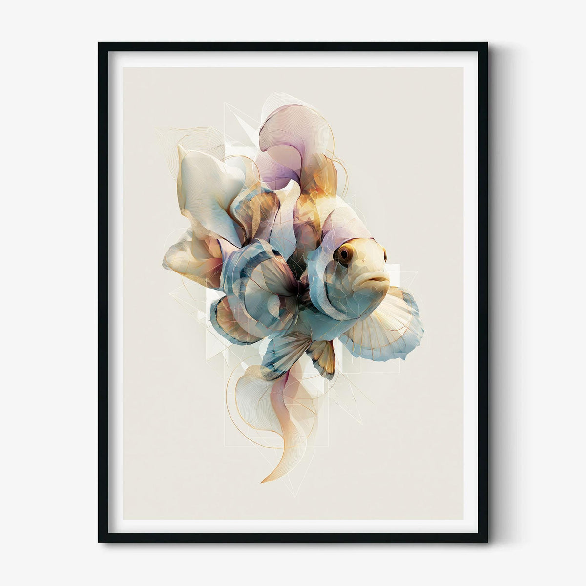 Clownfish Poster, Ocean Fish Print, Coastal Bathroom Wall Art