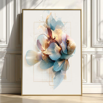 Clownfish Print, Ocean Fish Poster, Coastal Bathroom Wall Art