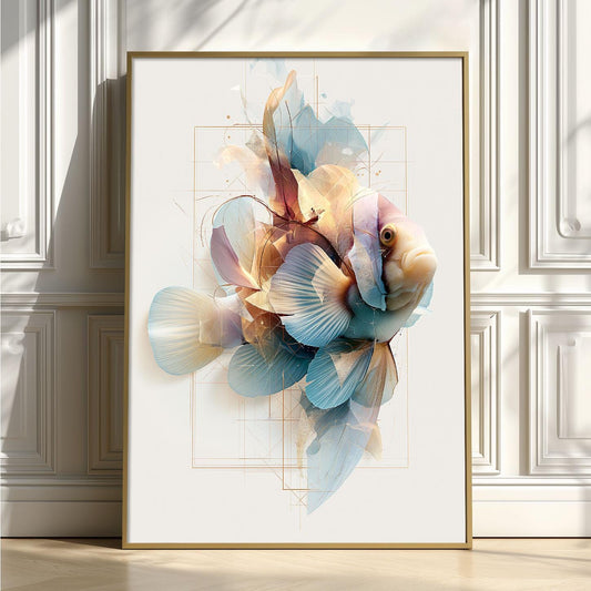 Clownfish Print, Ocean Fish Poster, Coastal Bathroom Wall Art