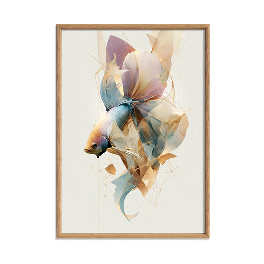 Betta Fish Poster, Aquarium Fish Print, Coastal Bathroom Wall Art