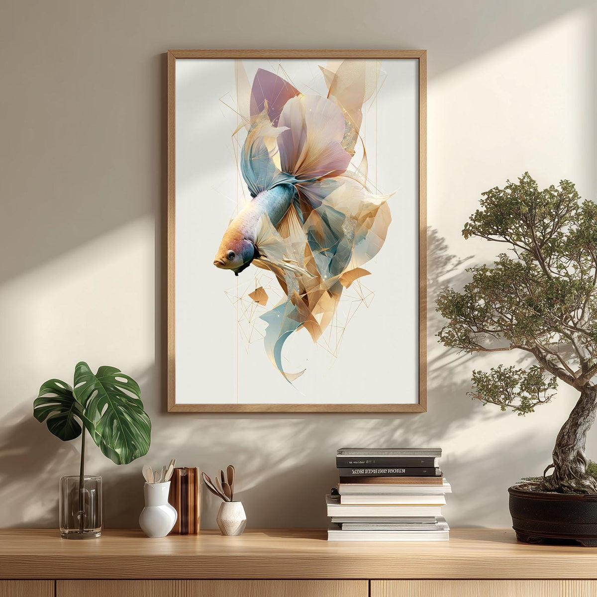Betta Fish Poster, Aquarium Fish Print, Coastal Bathroom Wall Art