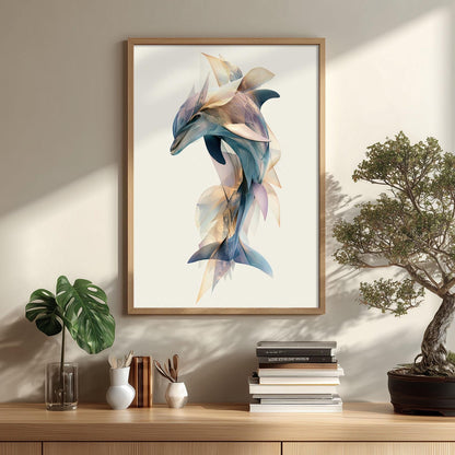 Dolphin Poster, Ocean Animal Print, Coastal Bathroom Wall Art