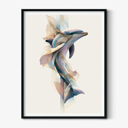 Dolphin Print, Ocean Animal Poster, Coastal Wall Art