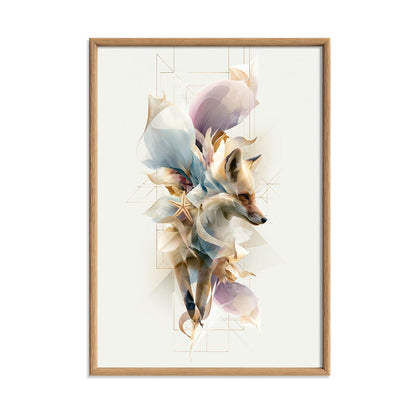 Fox Poster, Woodland Animal Print, Modern Abstract Wall Art