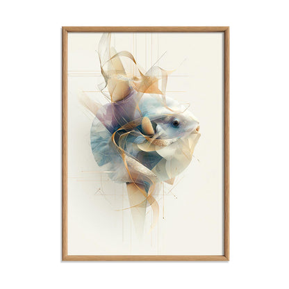 Sunfish Wall Art, Abstract Ocean Fish Print, Coastal Bathroom Wall Decor