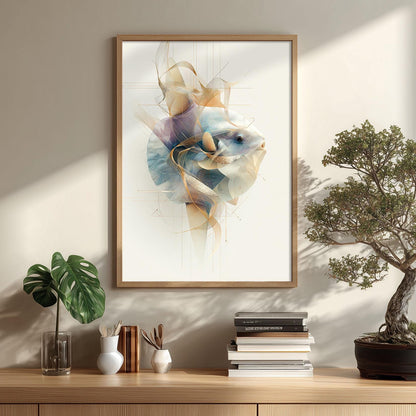 Sunfish Wall Art, Abstract Ocean Fish Print, Coastal Bathroom Wall Decor