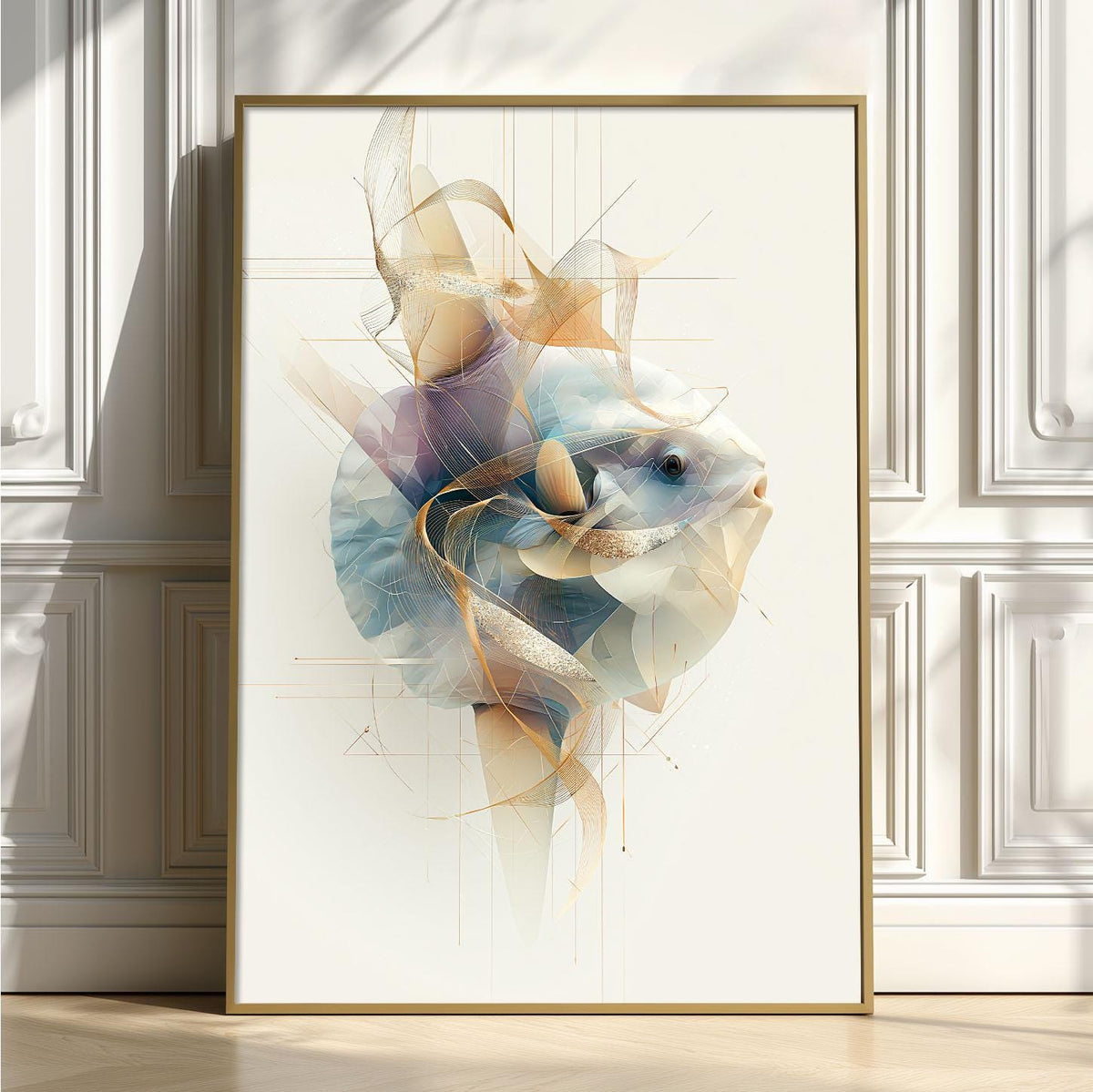 Sunfish Wall Art, Abstract Ocean Fish Print, Coastal Bathroom Wall Decor