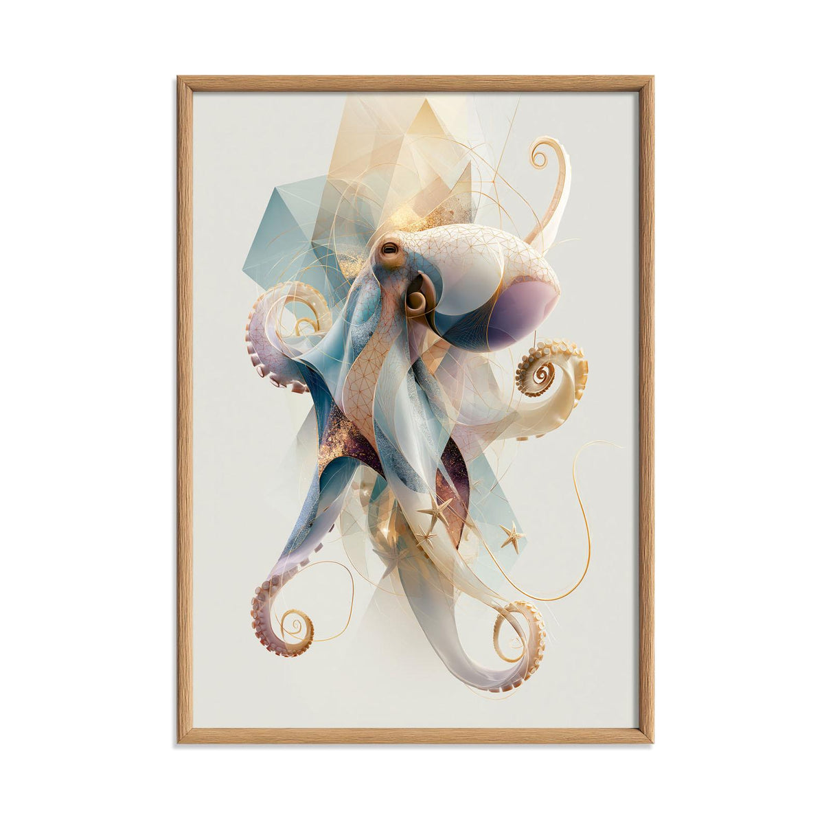 Octopus Poster, Pastel Sea Life Print, Modern Ocean Wall Art