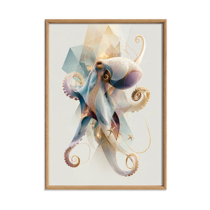Octopus Poster, Pastel Sea Life Print, Modern Ocean Wall Art