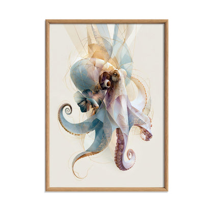Octopus Print, Pastel Sea Life Poster, Modern Marine Wall Art