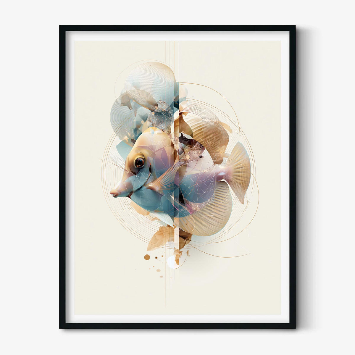 Yellow Tang Wall Art, Coastal Bathroom Wall Art, Abstract Fish Print, Modern Ocean Decor, Geometric Marine Poster